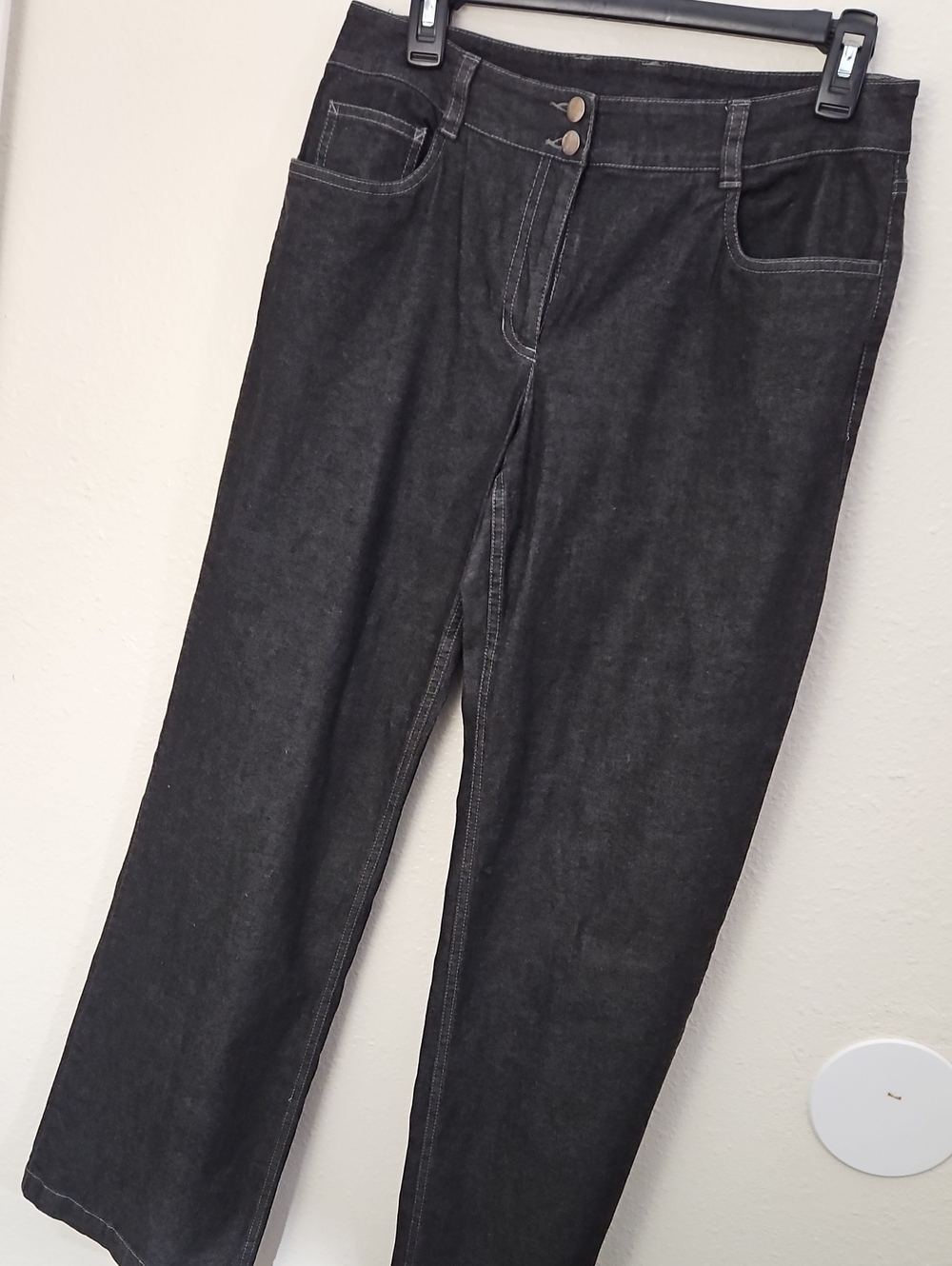 EILEEN FISHER Dark Wash Blue Denim Wide Leg Jeans Size 5 Small Made in USA